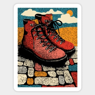 Worn Hiking Boots | An Adventurer's Gear Sticker